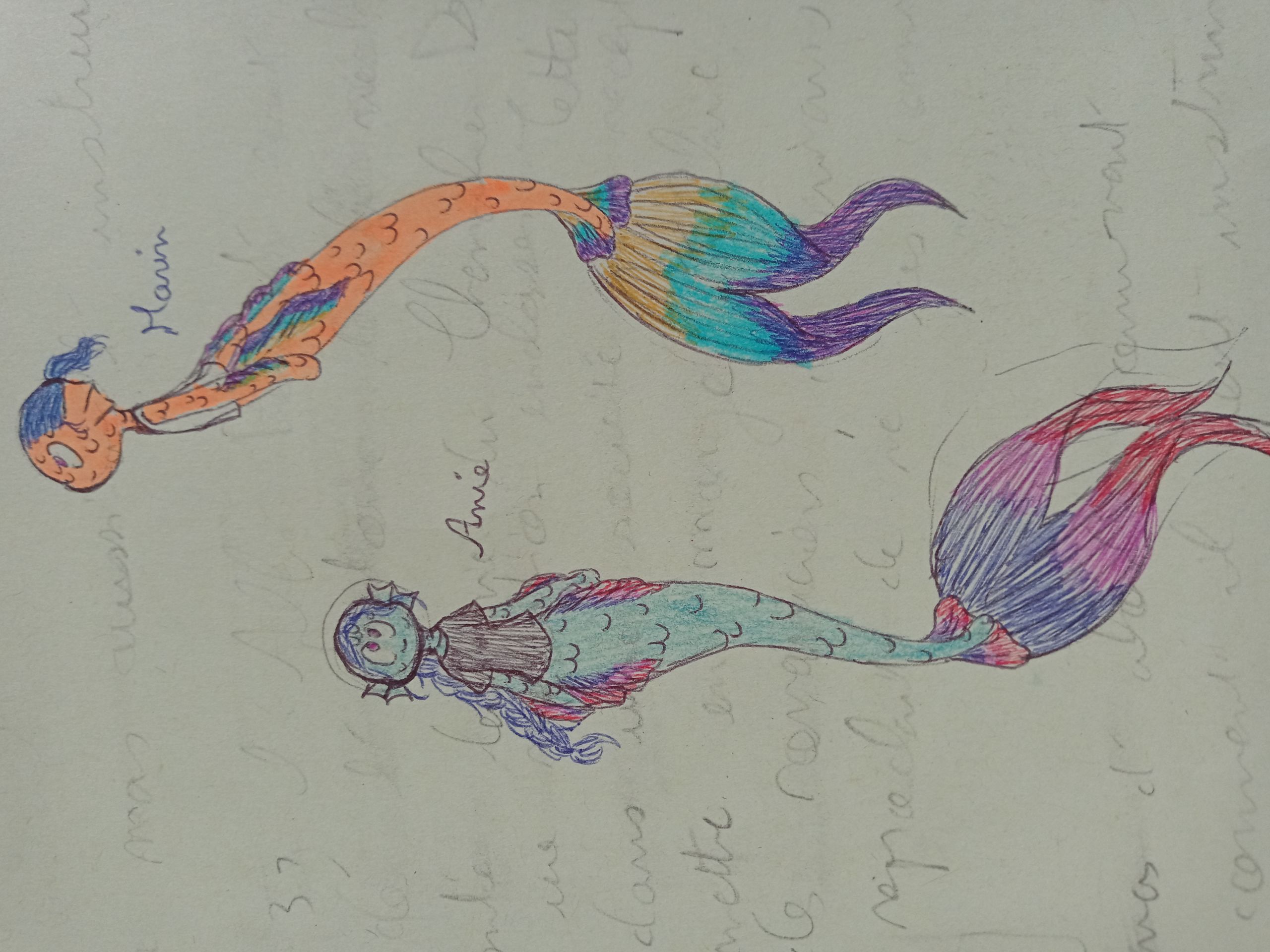 dessin d'Anie et de Marin