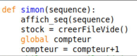 fonction simon(sequence)